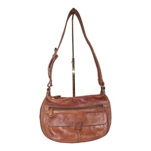 Fossil brown leather shoulder bag with ID holder,genuine leather, hobo style.